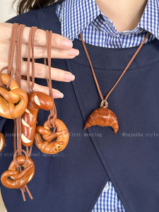 Handmade Long Womens Necklace Simulated Alkali Bread Donut Jewelry Pendant Clavicle Chain Fashion Accessory Simple Style