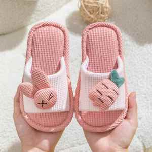 Dép Nhà Bằng Vải Linen Cho Bé Không Ồn