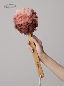 Krramel Gradient Wooden Handle Bath Ball Massage Cleaning Bath Brush Long Handle Rub Back Brush Bath Towel Miracle Baby Sponge