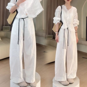 Shalldoer | High Waist Straight Leg Thin Wide Leg Casual Pants Womens Summer New Fashion Loose Match All Korean Style Slimming Trousers