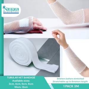 TUBULAR NET BANDAGE 3m Stretchable up to 6m Length Elasticated Bandage Size 246810 (3 METER)