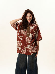 American Style Retro Loose Design Sense Floral Shirt Women Summer Casual Versatile Tie Shirt Streetwear Neutral Regular Sleeve