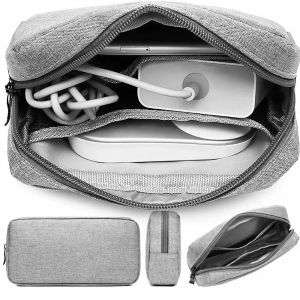 Portable Storage Pouch Bag Universal Electronics Accessories Case Cable Organizer Compatible with Hard Drive Laptop Mouse Power Bank Adapter Cellphone Cosmetics