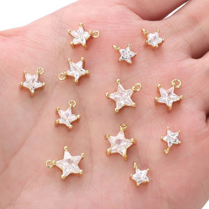 14K đồng thau mạ Vàng Sao Với Zircon Mặt dây chuyền bùa may Cho Vật liệu làm đồ trang sức Tự Làm Dây Chuyền Bông Tai Phát Hiện Phụ Kiện