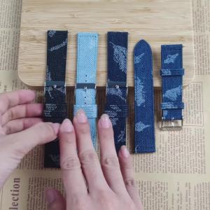Black Blue Denim Nylon Sailcloth Watch Band 20mm 22mm Watchstrap Universal Men Women Quick Release Leather Watch Fashion Straps