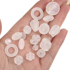 10-50pcs Acrylic Matte Gold Painted Tulip Flowers Butterfly Round Beads For DIY Necklace Bracelet Jewelry Making