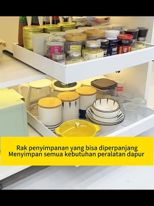 Rak Bumbu Dapur Stainless Steel Lemari Dengan Keranjang Geser Laci Tarik Serbaguna