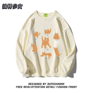 100% Pure Cotton American Retro Hoodless Sweatshirt Womens Oversize Lazy Style Small Size Top Comfortable Breathable