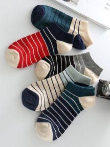 Stripes Socks Mens Socks Summer Thin Low Cut Socks Sweat-Absorbent Breathable Cotton Socks Low Cut Short Tube Stripes Athletic Socks Tide