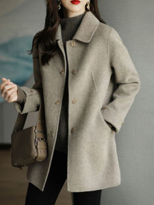 Elegant Mid-Length Woolen Coat for Women Autumn Winter Spring Fashion Mommy Style Small Size Big Coat Korean Version