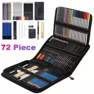 72pcs Sketch Pencil Set Professional Sketching Drawing Kit Wood Pencil Pencil Bags For Painter School Students Art Supplies