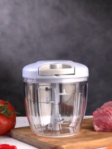 500/900ML Hand/Electric Chopper Manual Rope Food Processor With Pounding Garlic Cutting Pepper Puree Cooking Machine Food Chopper Garlic Cutting Mincer Meat Grinder Vegetable Chopper Slicer
