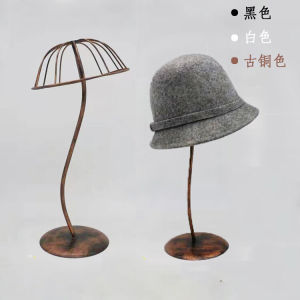 European Style Mushroom Design Iron Hat Stand Display Rack Bedroom Floor Mounted Black Bronze Color Hat Holder for Everyone