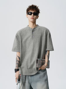 WUKONGYOUHUO | Áo Thun Cổ Henley Thiết Kế Thông Minh Rộng Rãi