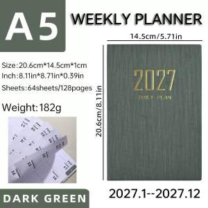【SG Instock】Year2027 A5 Weekly Planner Notebook Soft PU cover Student Record Daily Planner Calendar Book