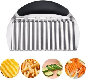 Vegetable Slicer Cutter Heavy Duty Stainless Steel Crinkle Cutter Wavy Chopper French Fry Slicer for Potatoes Carrot Chips and Fruits Vegetable Potatoes Onions