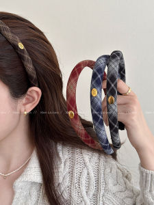 Gold Label Letter Pattern Fabric Hairband Womens New 2025 High Forehead Washing Face Headband Fashion Hair Clip Hair Accessory