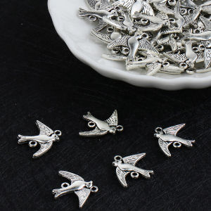 20Pcs Antique Silver Color Dove Bird Charms Bird Swallow Pigeon Pendants for Necklace Bracelet DIY Jewelry Making Accessories