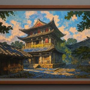 Tranh Nghệ thuật "Một Ngôi Đền" VIETSMART ART - Acrylic trên toan vải 45 x 60cm