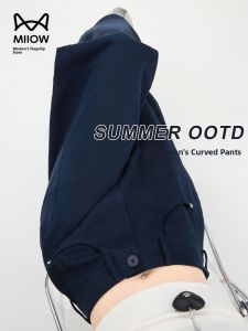 miiow | Catman Bend Knife Pants Extended Length Casual High Waist Slimming Trousers Cotton Straight Leg Jeans Long Summer 2025