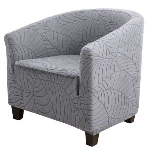Elastic Club Chair Cover Leaves Jacquard Single Armchair Slipcovers Living Room Solid Color Bar Sofa Covers Furniture Protector