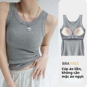 MiiOW | Áo ba lỗ không dây MiiOW Cat Person dành cho nữ mùa hè 2025 Áo ba lỗ không dây có đệm ngực Áo ba lỗ thường ngày màu trơn