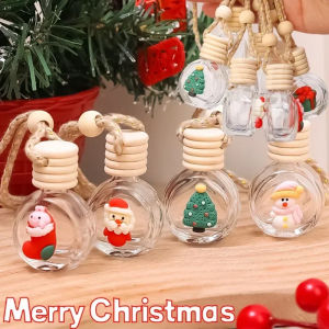 Christmas Aromatherapy Perfume Bottle Pendant Galss Empty Bottle Car Auto Rearview Mirror Decor Accessories Essential Oil Bottle