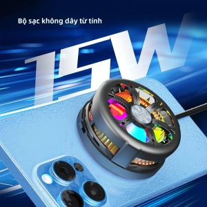 Quạt Làm Mát Sạc Không Dây Từ Tính Tương Thích QI2 Magsafe Cho iPhone 16 15 Pro Max - Máy Làm Mát Điện Thoại Bán Dẫn Nhanh