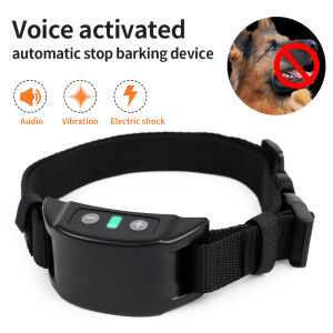 Cổ áo chống sủa tự động USB Rechargeable Training Collars An toàn tĩnh sốc Nhân đạo điện Anti Bark Collars Đồ dùng vật nuôi