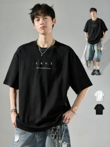 SZON | Áo Thun Oversized Mùa Hè Đơn Giản In Chữ Sắt