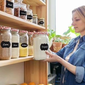 Chalkboard Labels 120PCS Black Stickers Waterproof Blackboard Reusable Sticker For Jars Mason Spice Glass Cups Bottles
