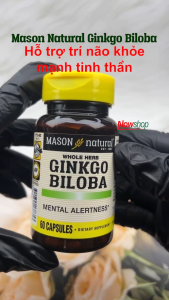 Ginkgo Biloba 125mg Mason Natural Hộp 60 viên giúp hoạt huyết dưỡng não giảm đau đầu chóng mặt