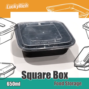 LuckyRich - Square Box - Food Storage 100pcs 650ml with lid cover
