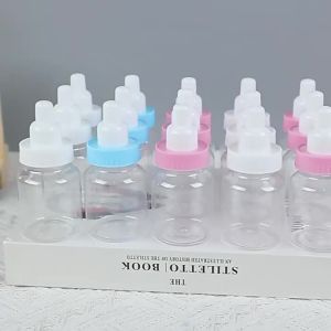 12Pcs Baby Bottle Baby Shower Favor Plastic Candy Bottle Mini Feeding Bottle for Birthday Baby Shower Gift Decor