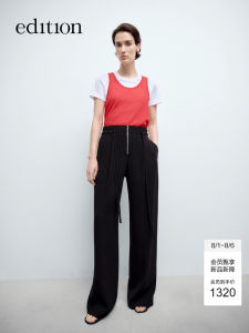 Loose Straight Leg Casual Pants for Women Spring 2025 New Style Banded Acetate Edition Wide Leg Trousers EBE1PAT016