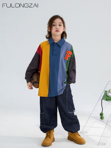 เสื้อยืดคอโปโลผู้ชายแขนยาวผ้าฝ้ายแท้สไตล์เกาหลีหลวมๆ แฟชั่นฤดูใบไม้ผลิและฤดูใบไม้ร่วงสำหรับเด็กชาย เสื้อผ้าเด็กชาย