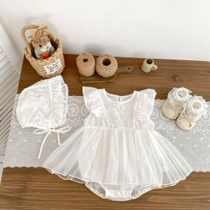 0-2 Year Old Baby Dress Summer New Newborn Hundred Day Birthday Party Girl Princess Dress Sleeveless Lace EmbroideredRomperDress