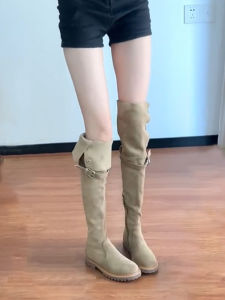 Knee-high Flat Bottom Booties Womens Fashion Boots Autumn Winter New Style Inner Heightening Two-wear Fleece Surface Boots