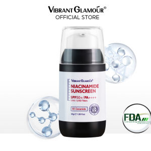 VIBRANT GLAMOUR Niacinamide Whitening Sunscreen Cream SPF50+ PA++++ UVA/UVB Sunblock for Face Body Skin Protect 5X Ceramide Skin Barrier Repair Anti-aging Brightening Fade Dark Spots Freckles Moisturizing 30g