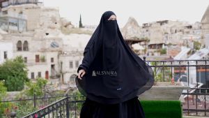 French Khimar Handless Fatimah Sifon Silk Jetblack 4 Style Alsyahra Exclusive