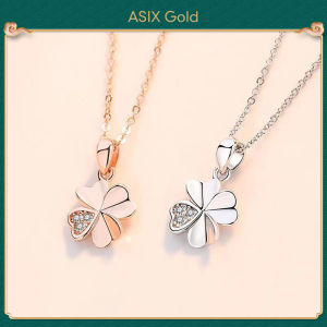ASIX GOLD Trendy Clover Diamond-Embedded 925 Silver 18K Gold-Plated Necklace for Women Unique Minimalist Luxury New Style Lucky Pendant Gift