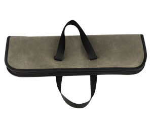Waxed Canvas Kitchen Cutlery Roll Bag Portable Kitchen Utensils Storage Case with Zipper Multi‑Slots Tool Carry Pouch for Chef Culinary School Camping Home Kitchen Green (Tools Not Included)
