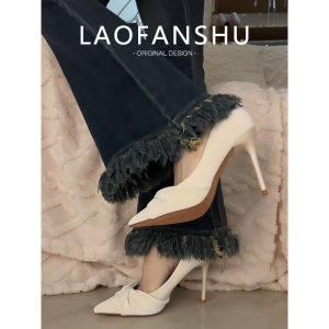 เรียบหรู หนัง เวอร์ชันรองเท้าส้นสูงชี้นิ้ว ผู้หญิง ฤดูใบไม้ร่วง รองเท้าปาร์ตี้ส้นอย่างดี เรียบง่าย ดีไซน์ สไตล์เกาหลี ทันสมัย