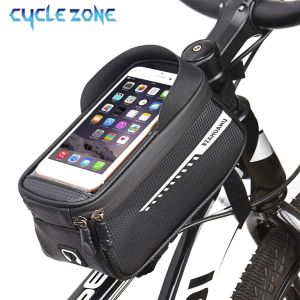 Bike Frame Front Tube Bag Bicycle Packing Pouch Touchscreen Phone Holder Bike Tool Bags Cycling Top Tube Bag Bicycle Accessories