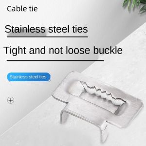 100PCS Stainless Steel Straps Buckle 12mm L-type Ties Packaging Tooth Buckle Connector For Pipes Cable