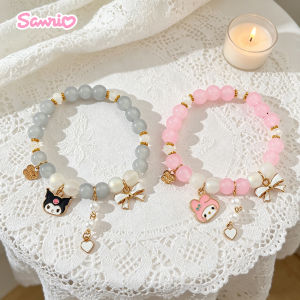 Sanrio | Sanrio Kuromi & My Melody Matching Bracelet Set - Zinc Alloy Charms Pastel Crystal Beads Kawaii Jewelry for Best Friends