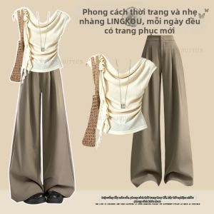 NUMEN BUTTON | Bộ Thời Trang Mùa Hè Đầu Đất T-shirt & Quần Ống Rộng Phù Hợp
