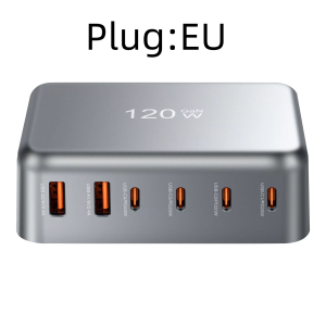 120W GaN Wall Charger 6-Port USB C Mobile Charging Station Power Adapter Compatible with 45W/20W for Mobile Phones