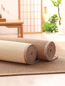 Japanese Style Woven Bamboo Carpet for Balcony Window Seat Tatami Mat Living Room Bedroom Handmade Stripe Pattern Floor Rug