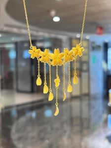 ชุดแต่งงานสร้อยคอทองคําสําหรับผู้หญิงทองปลอมสามเครื่องประดับโลหะผสมชุบทองหมั้นสร้อยคอจําลอง